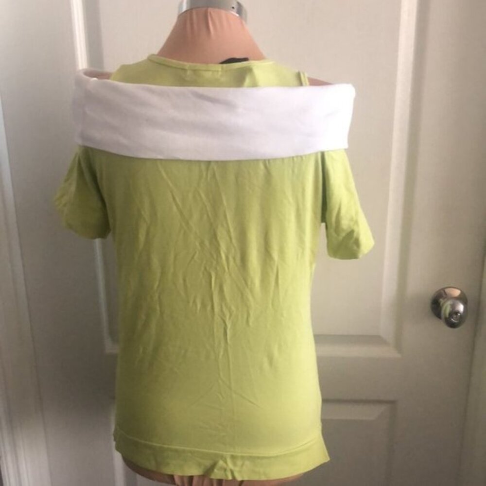 Donna Carolina Green White Top Blouse - Picture 3 of 5